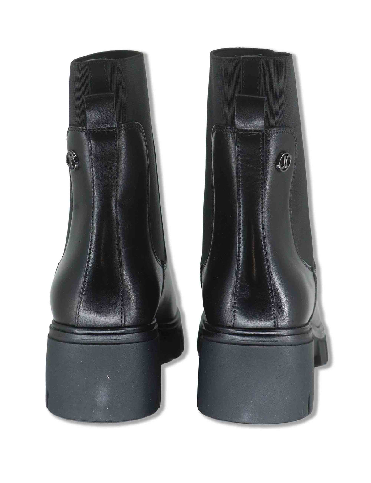 Stivaletti beatles donna in pelle nera con elastici laterali tacco comodo e punta tonda J1061 001 Janet & Janet 