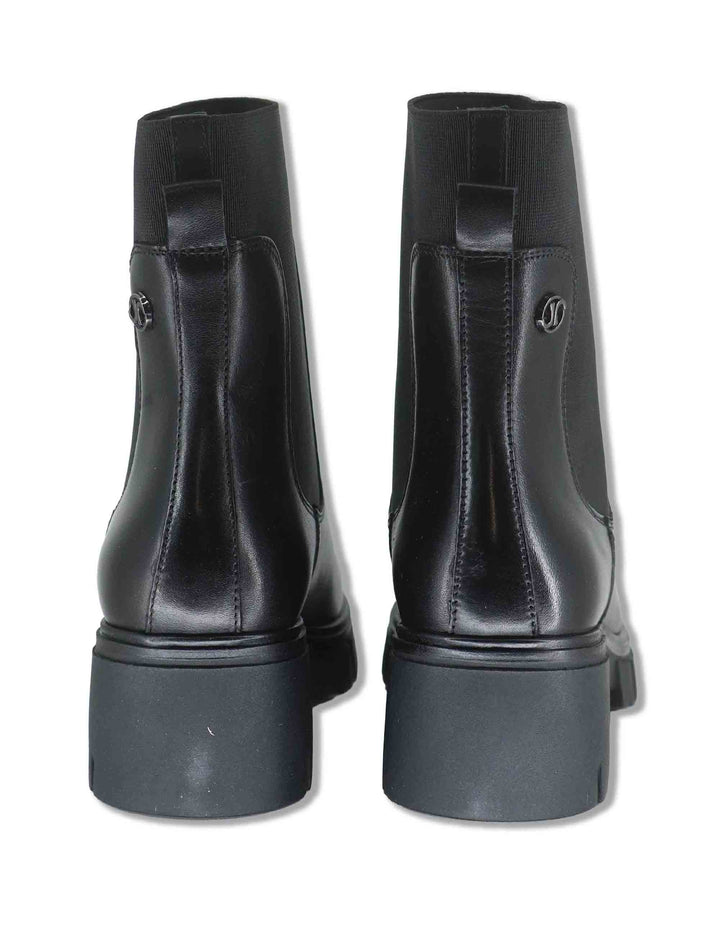 Stivaletti beatles donna in pelle nera con elastici laterali tacco comodo e punta tonda J1061 001 Janet & Janet 