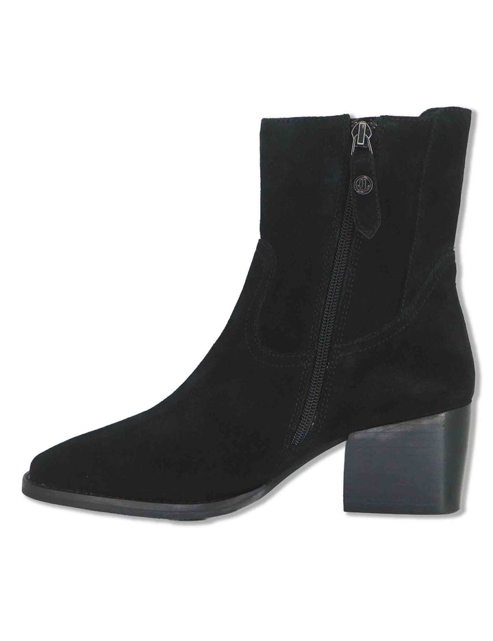 Stivaletti donna in camoscio nero con tacco messicano J1161 001 Janet & Janet 