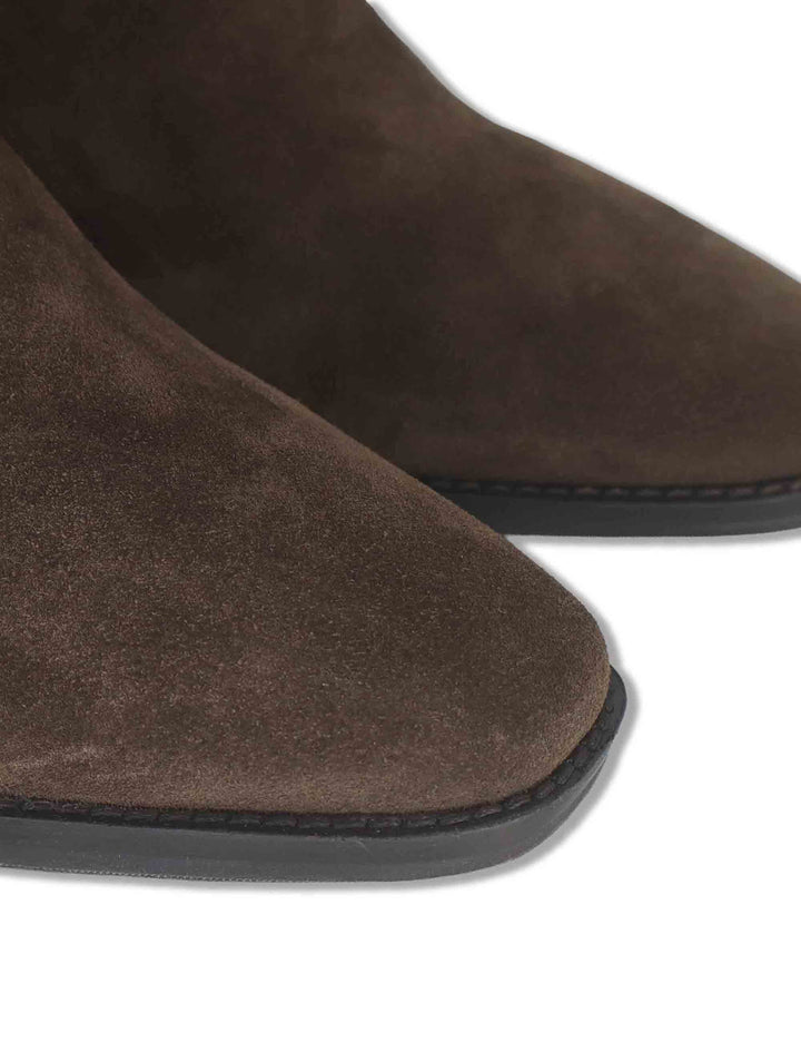 Stivaletti donna in camoscio marrone con tacco messicano J1161 014 Janet & Janet 