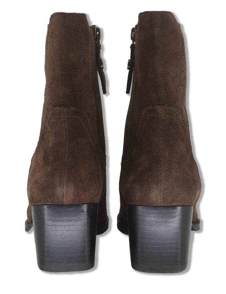 Stivaletti donna in camoscio marrone con tacco messicano J1161 014 Janet & Janet 