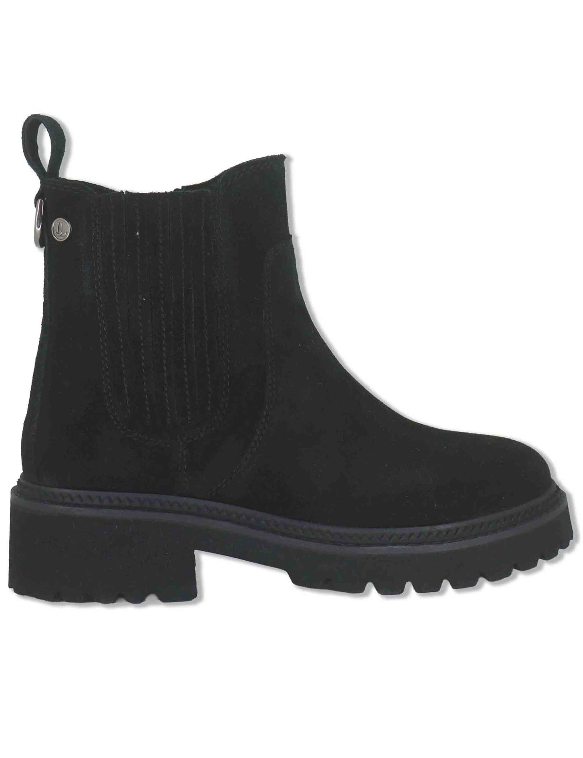 Stiveletti donna in camoscio nero con suola carrarmato e zip interna J1182 001 Janet & Janet 