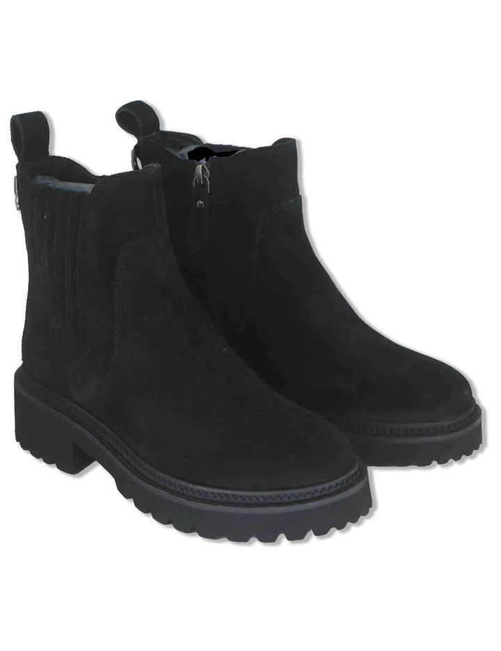 Stiveletti donna in camoscio nero con suola carrarmato e zip interna J1182 001 Janet & Janet 