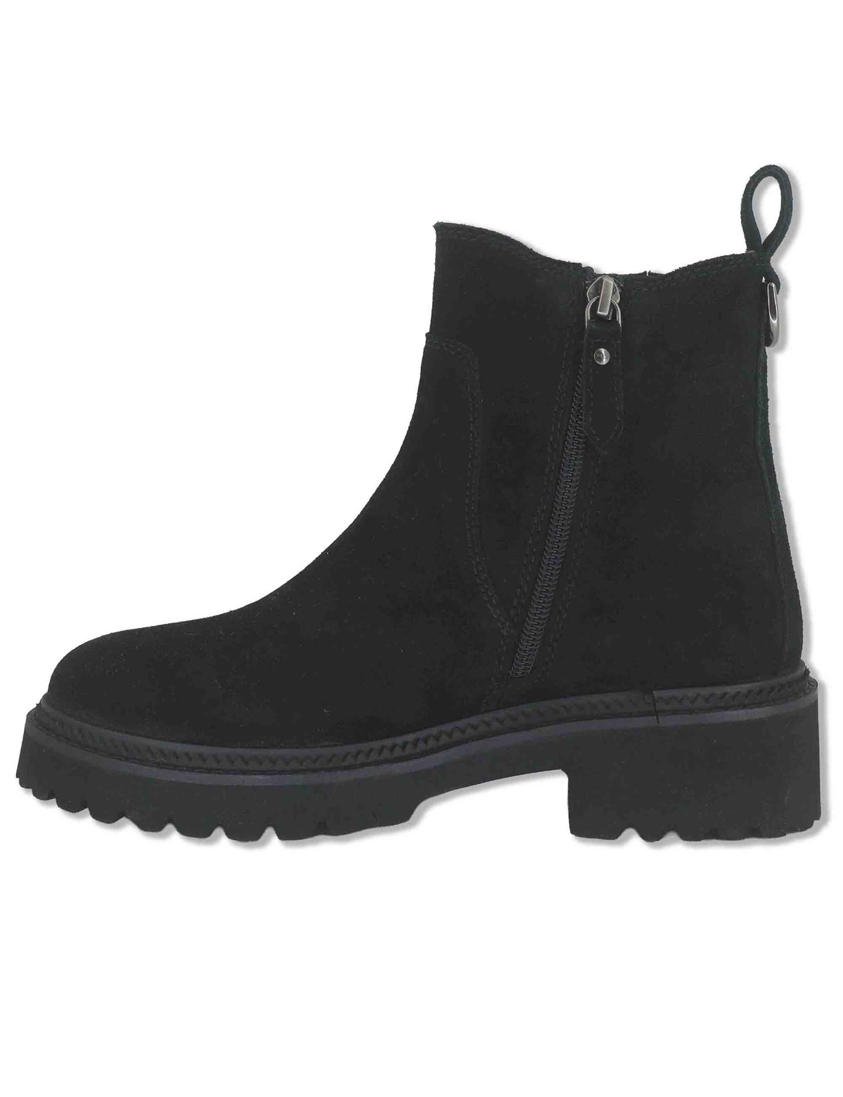 Stiveletti donna in camoscio nero con suola carrarmato e zip interna J1182 001 Janet & Janet 