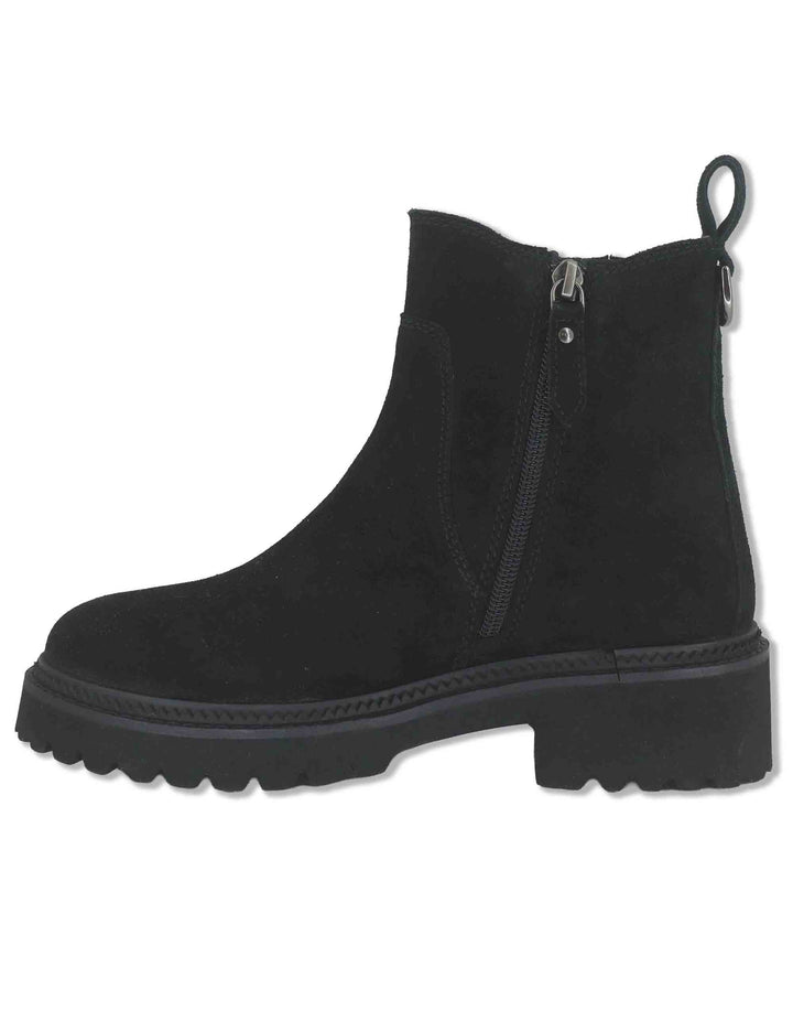 Stiveletti donna in camoscio nero con suola carrarmato e zip interna J1182 001 Janet & Janet 