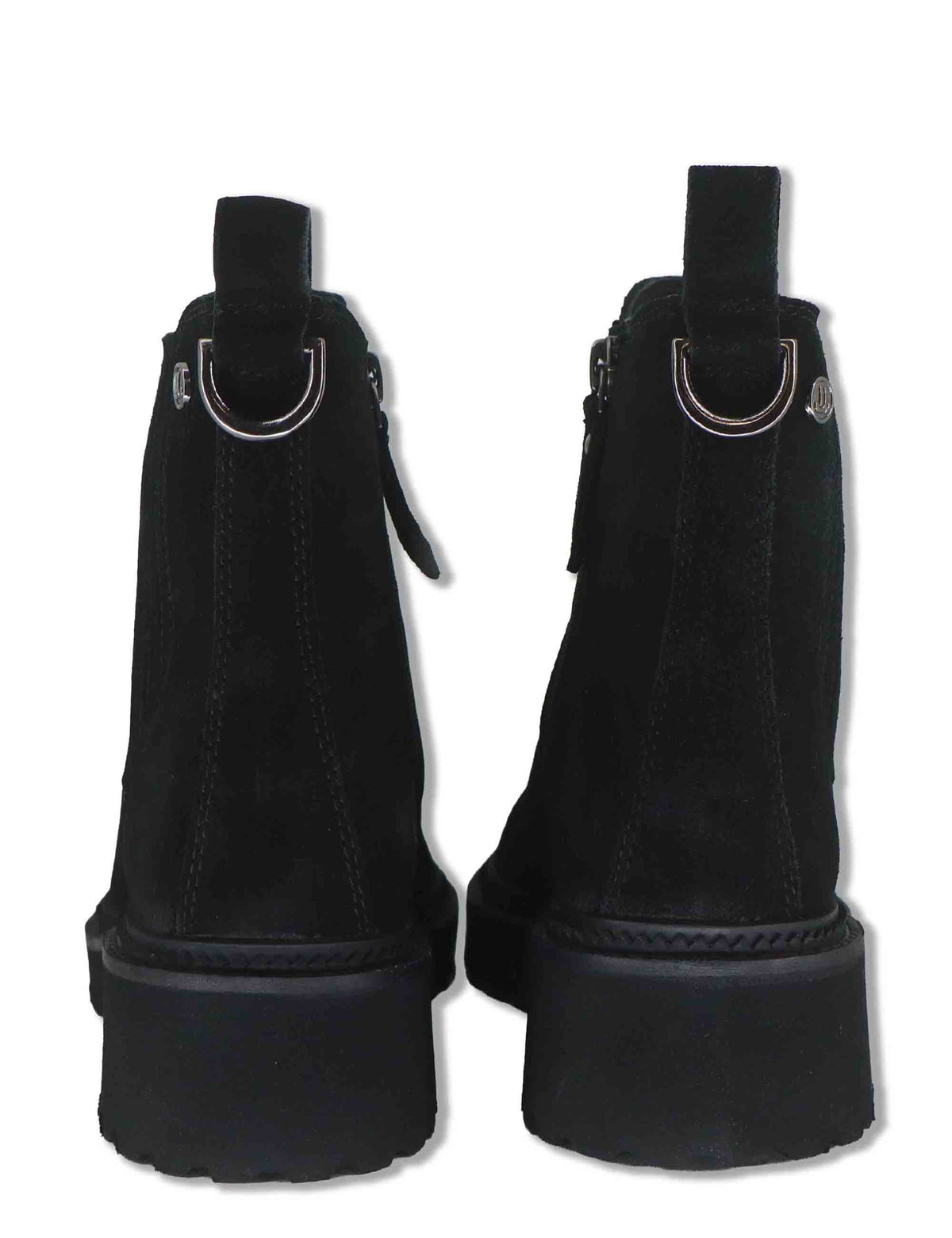 Stiveletti donna in camoscio nero con suola carrarmato e zip interna J1182 001 Janet & Janet 