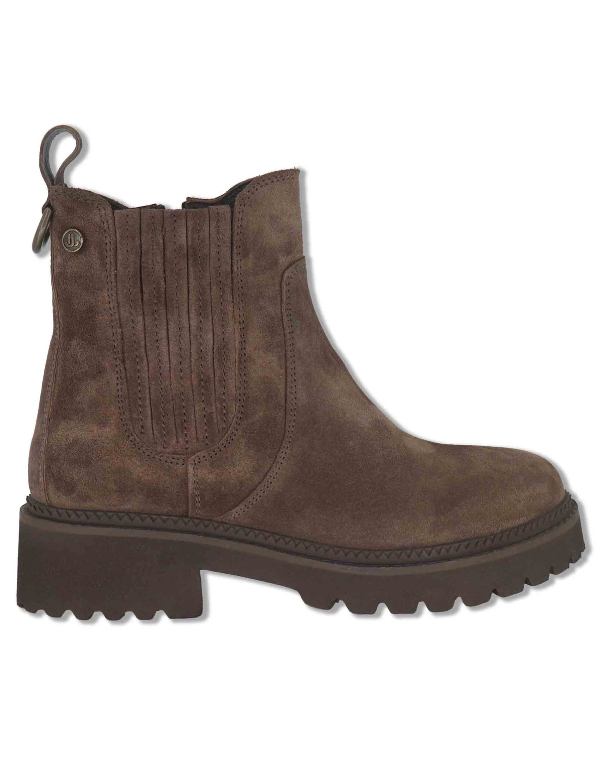 Stiveletti donna in camoscio marrone con suola carrarmato e zip interna J1182 014 Janet & Janet 