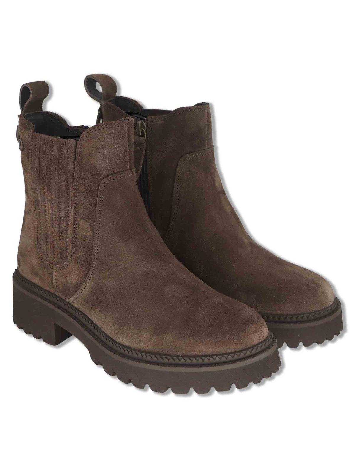 Stiveletti donna in camoscio marrone con suola carrarmato e zip interna J1182 014 Janet & Janet 