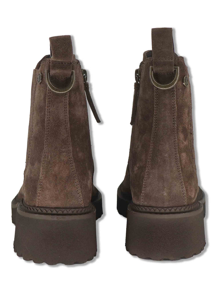 Stiveletti donna in camoscio marrone con suola carrarmato e zip interna J1182 014 Janet & Janet 