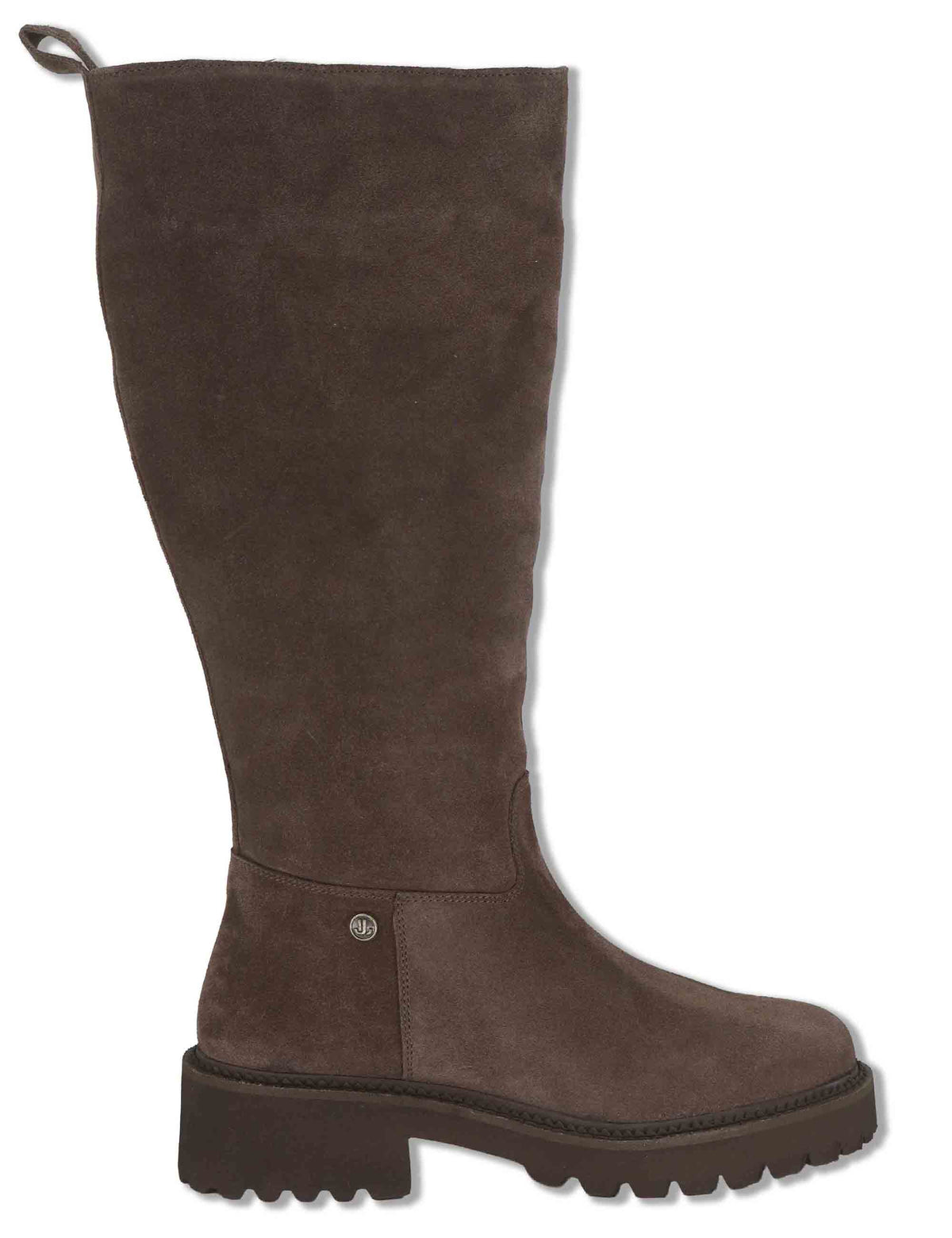Stivali donna in camoscio marrone con suola carrarmato e mezza zip di chiusura J1183 014 Janet & Janet 