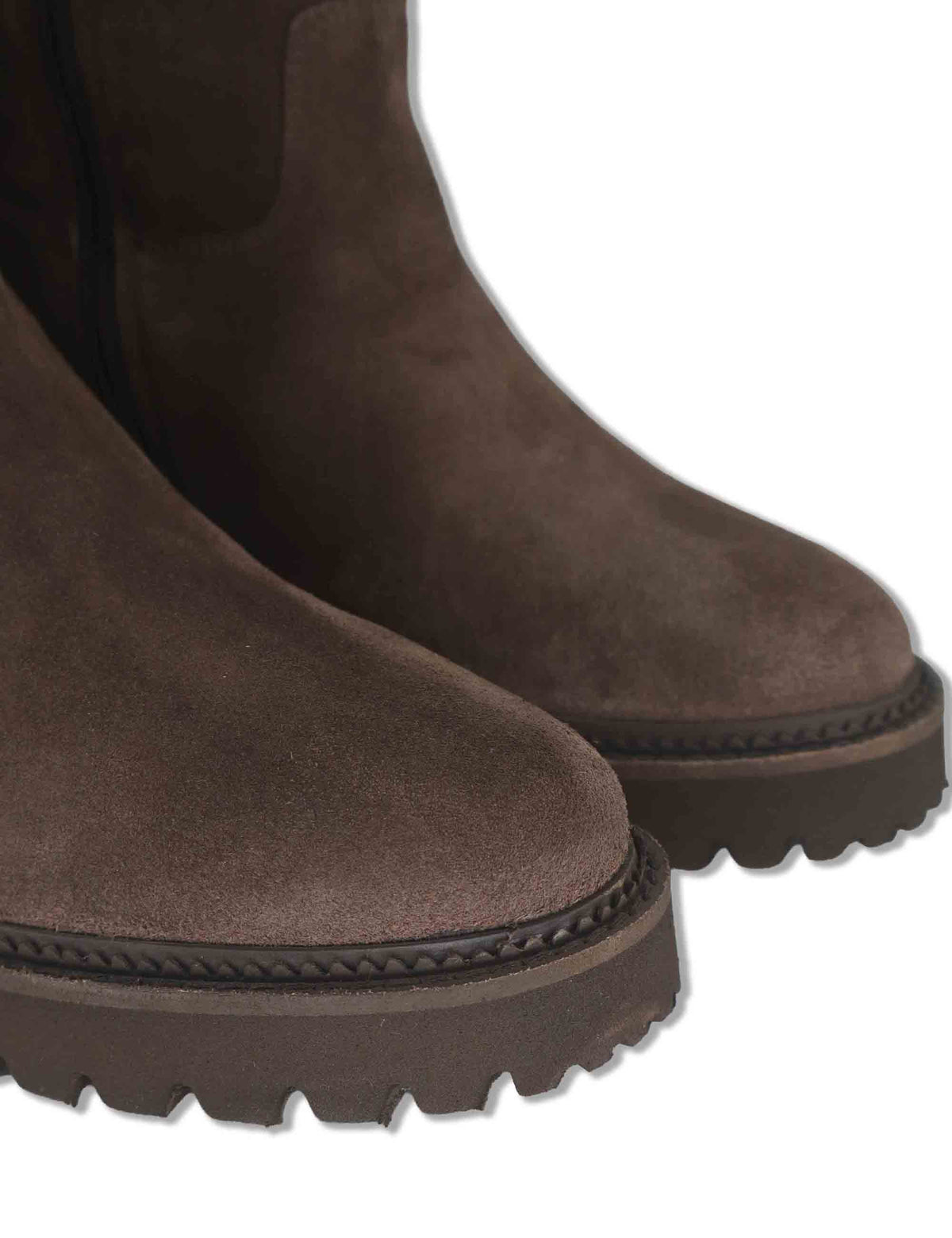 Stivali donna in camoscio marrone con suola carrarmato e mezza zip di chiusura J1183 014 Janet & Janet 