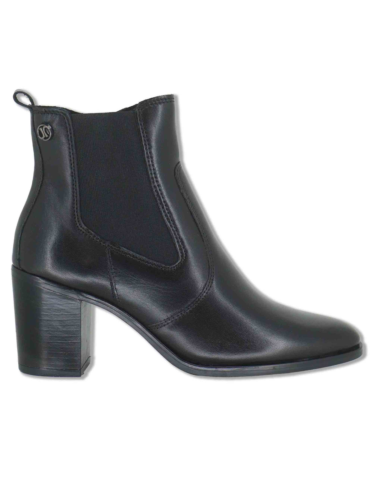 Stivaletti beatles donna in pelle nera con elastici laterali zip interna e tacco alto J1240 001 Janet & Janet 
