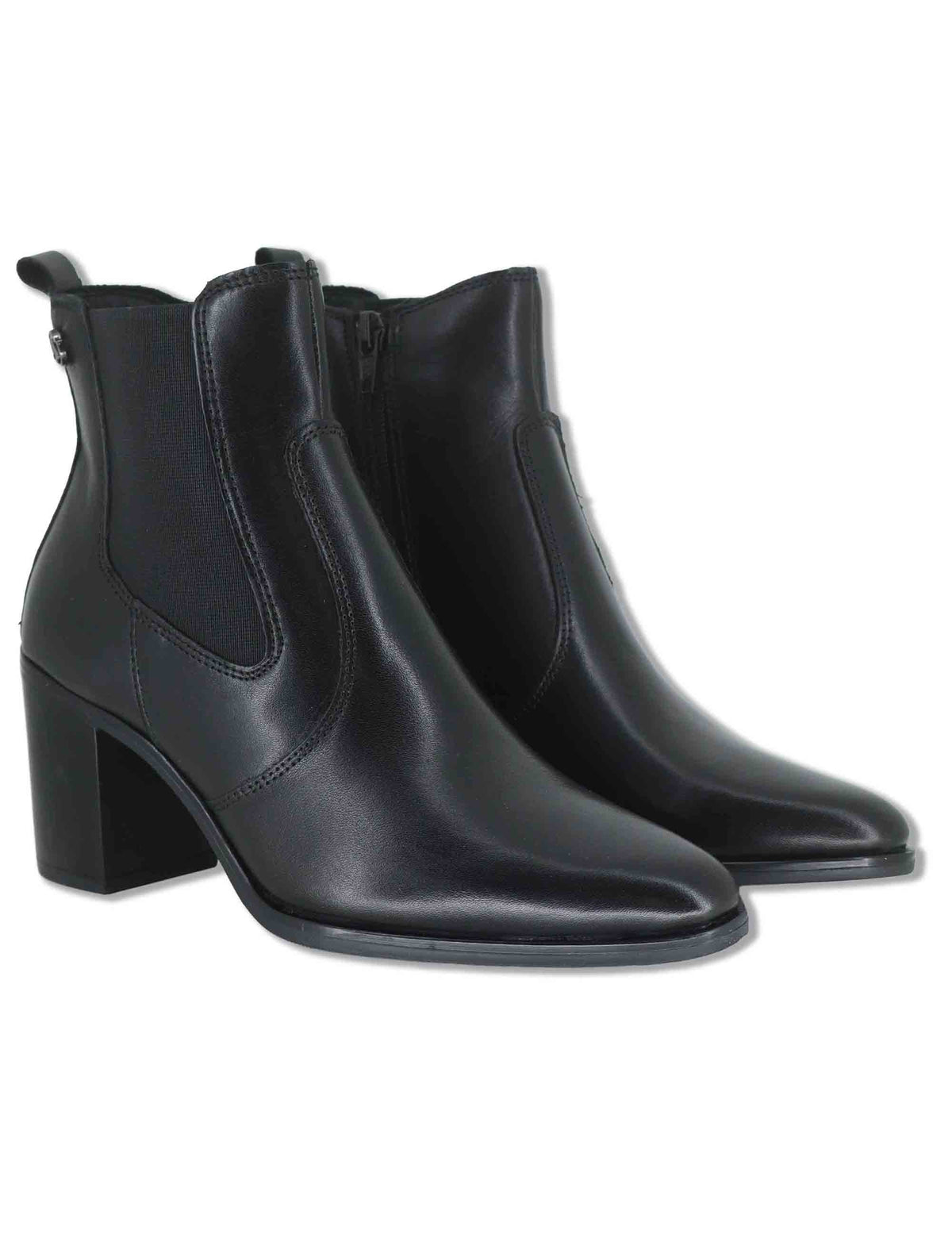 Stivaletti beatles donna in pelle nera con elastici laterali zip interna e tacco alto J1240 001 Janet & Janet 