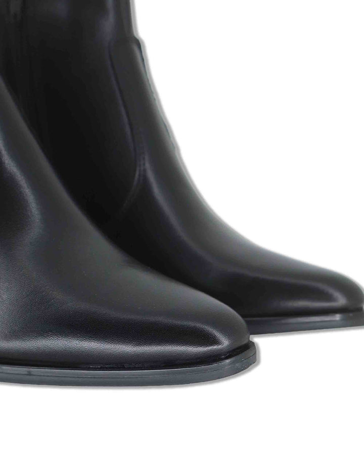 Stivaletti beatles donna in pelle nera con elastici laterali zip interna e tacco alto J1240 001 Janet & Janet 