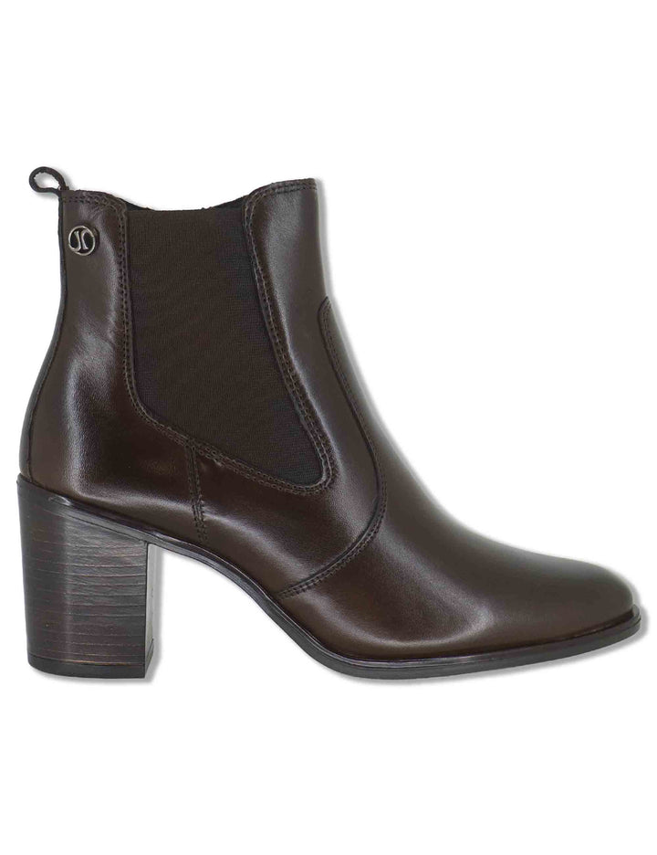 Stivaletti beatles donna in pelle marrone con elastici laterali zip interna e tacco alto J1240 014 Janet & Janet 
