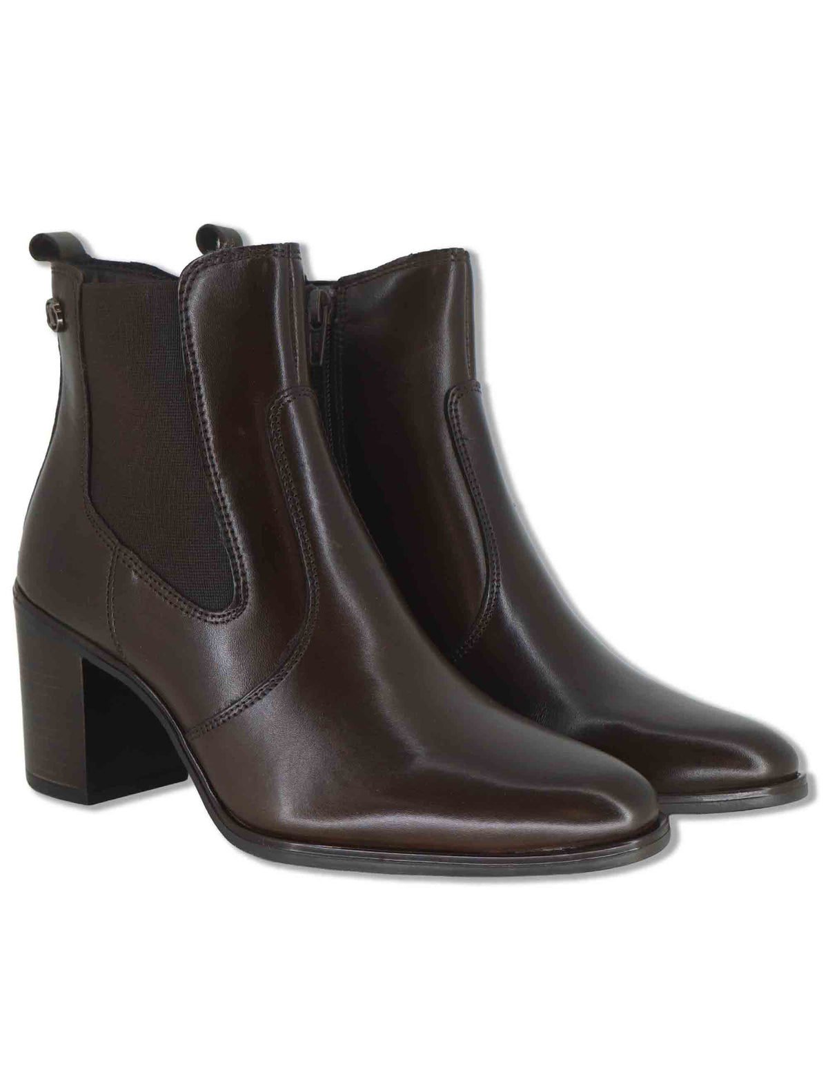 Stivaletti beatles donna in pelle marrone con elastici laterali zip interna e tacco alto J1240 014 Janet & Janet 