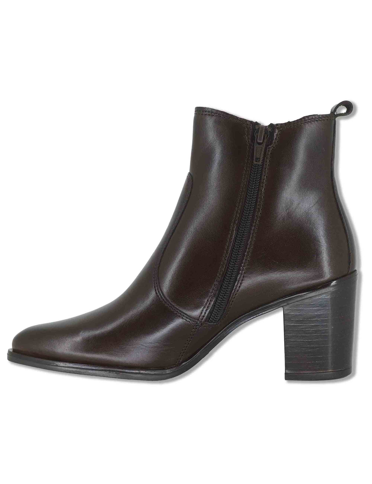 Stivaletti beatles donna in pelle marrone con elastici laterali zip interna e tacco alto J1240 014 Janet & Janet 
