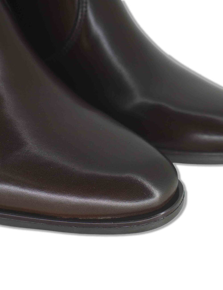 Stivaletti beatles donna in pelle marrone con elastici laterali zip interna e tacco alto J1240 014 Janet & Janet 