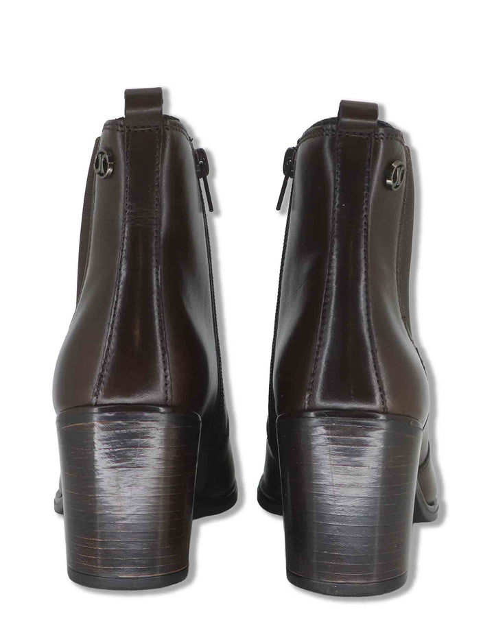 Stivaletti beatles donna in pelle marrone con elastici laterali zip interna e tacco alto J1240 014 Janet & Janet 