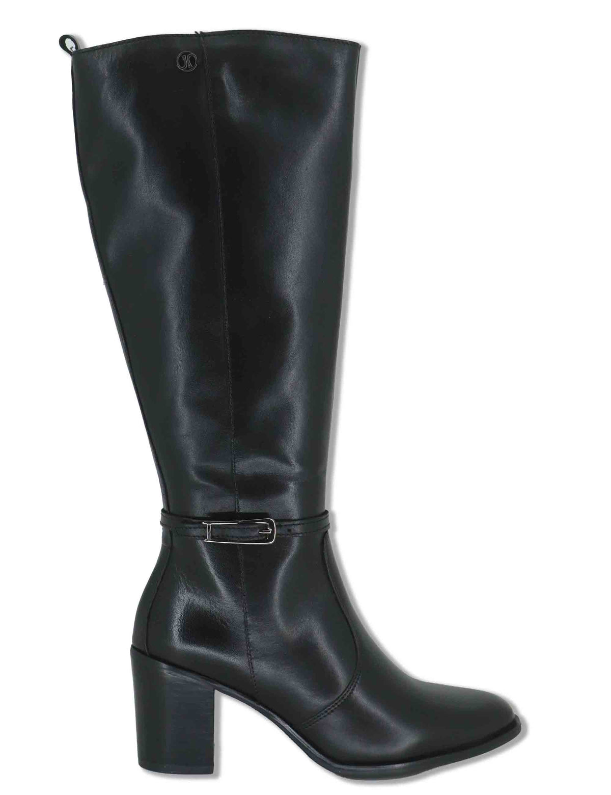 Stivali donna in pelle nera con tacco alto e cinturino alla caviglia J1242 001 Janet & Janet 