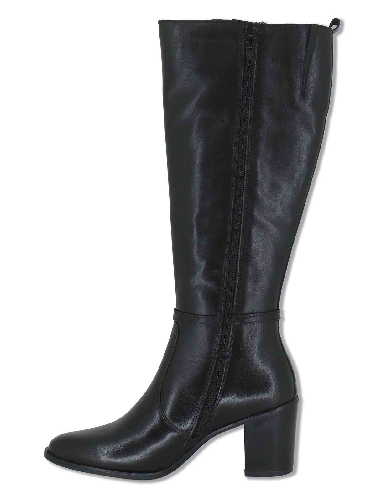 Stivali donna in pelle nera con tacco alto e cinturino alla caviglia J1242 001 Janet & Janet 