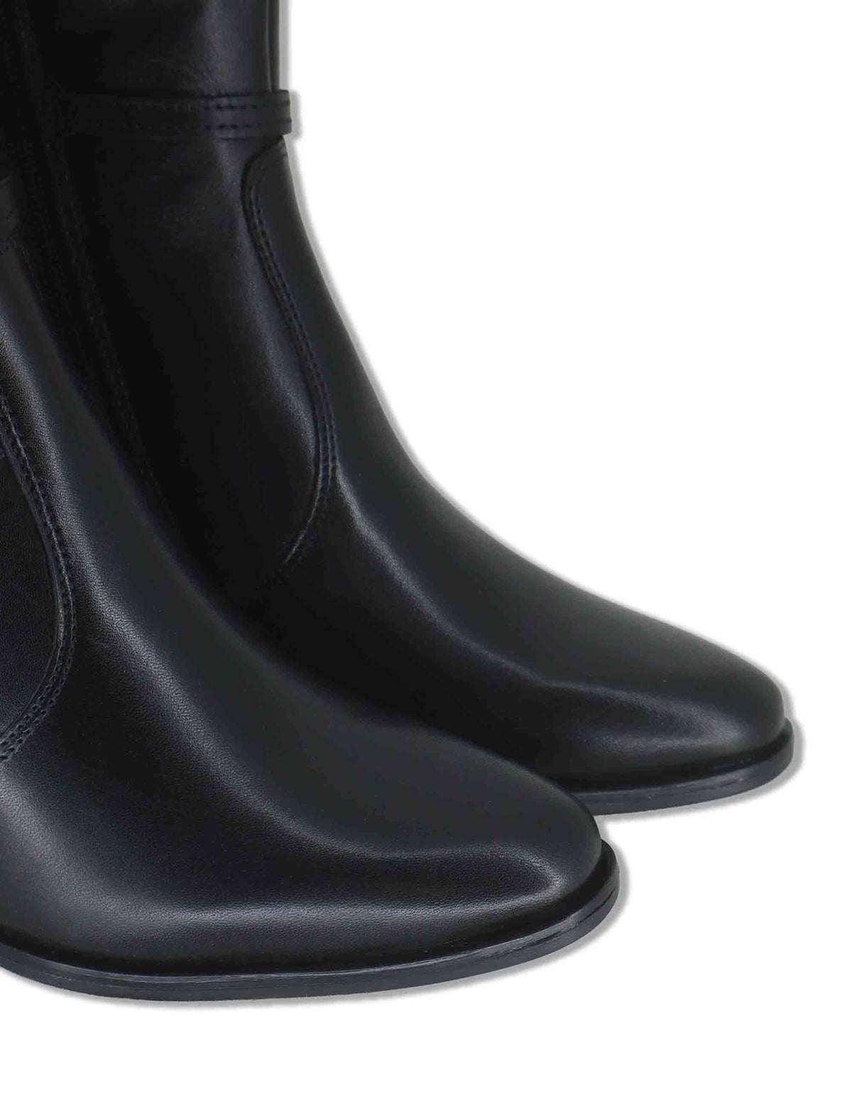 Stivali donna in pelle nera con tacco alto e cinturino alla caviglia J1242 001 Janet & Janet 