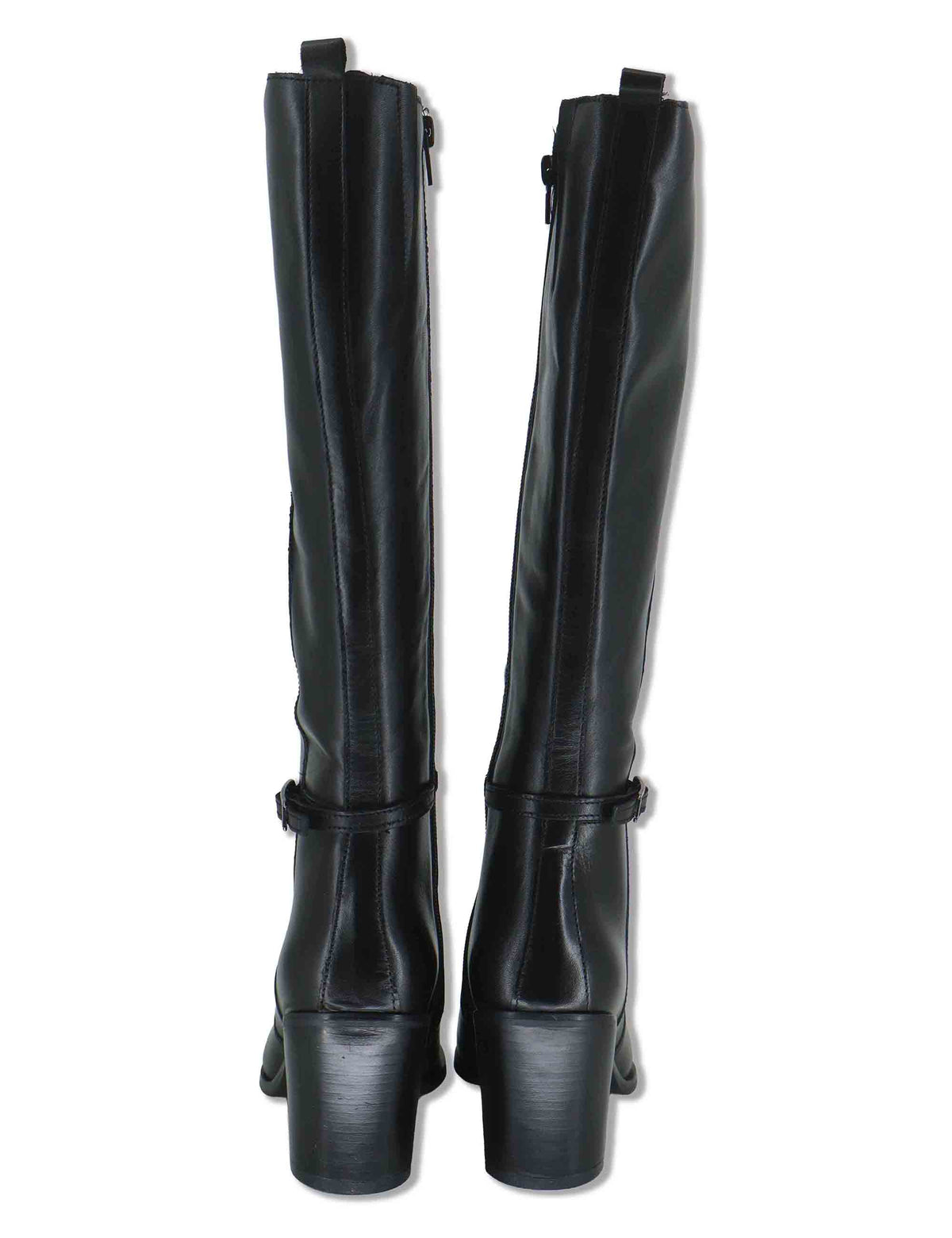 Stivali donna in pelle nera con tacco alto e cinturino alla caviglia J1242 001 Janet & Janet 