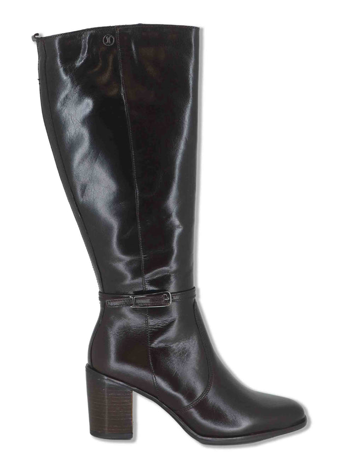 Stivali donna in pelle marrone con tacco alto e cinturino alla caviglia J1242 014 Janet & Janet 