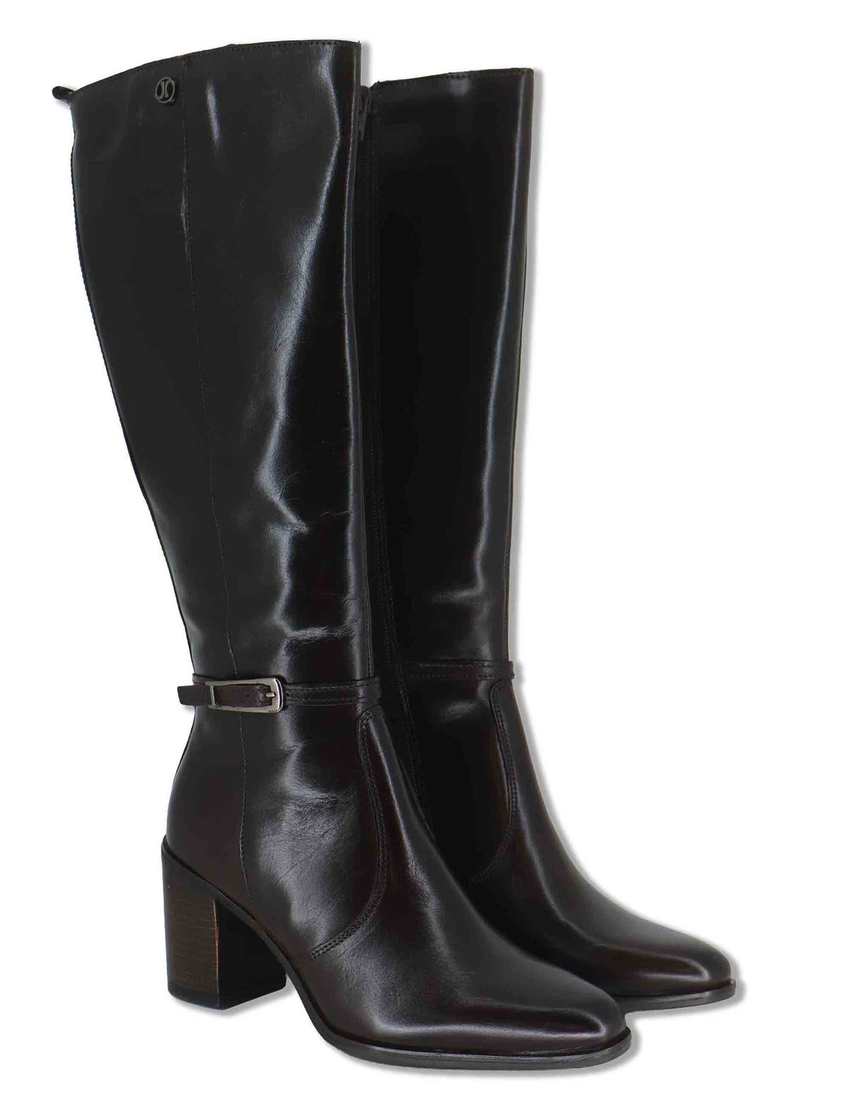 Stivali donna in pelle marrone con tacco alto e cinturino alla caviglia J1242 014 Janet & Janet 
