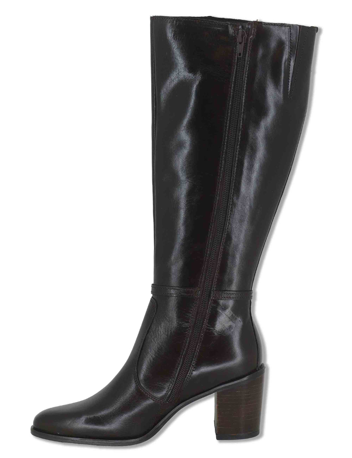 Stivali donna in pelle marrone con tacco alto e cinturino alla caviglia J1242 014 Janet & Janet 