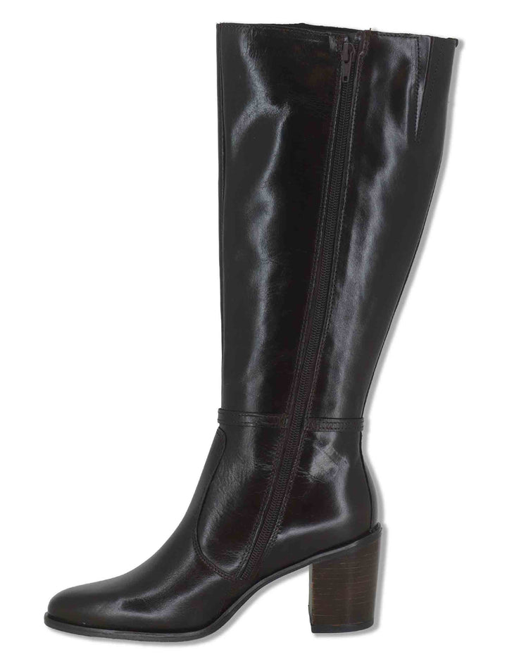Stivali donna in pelle marrone con tacco alto e cinturino alla caviglia J1242 014 Janet & Janet 