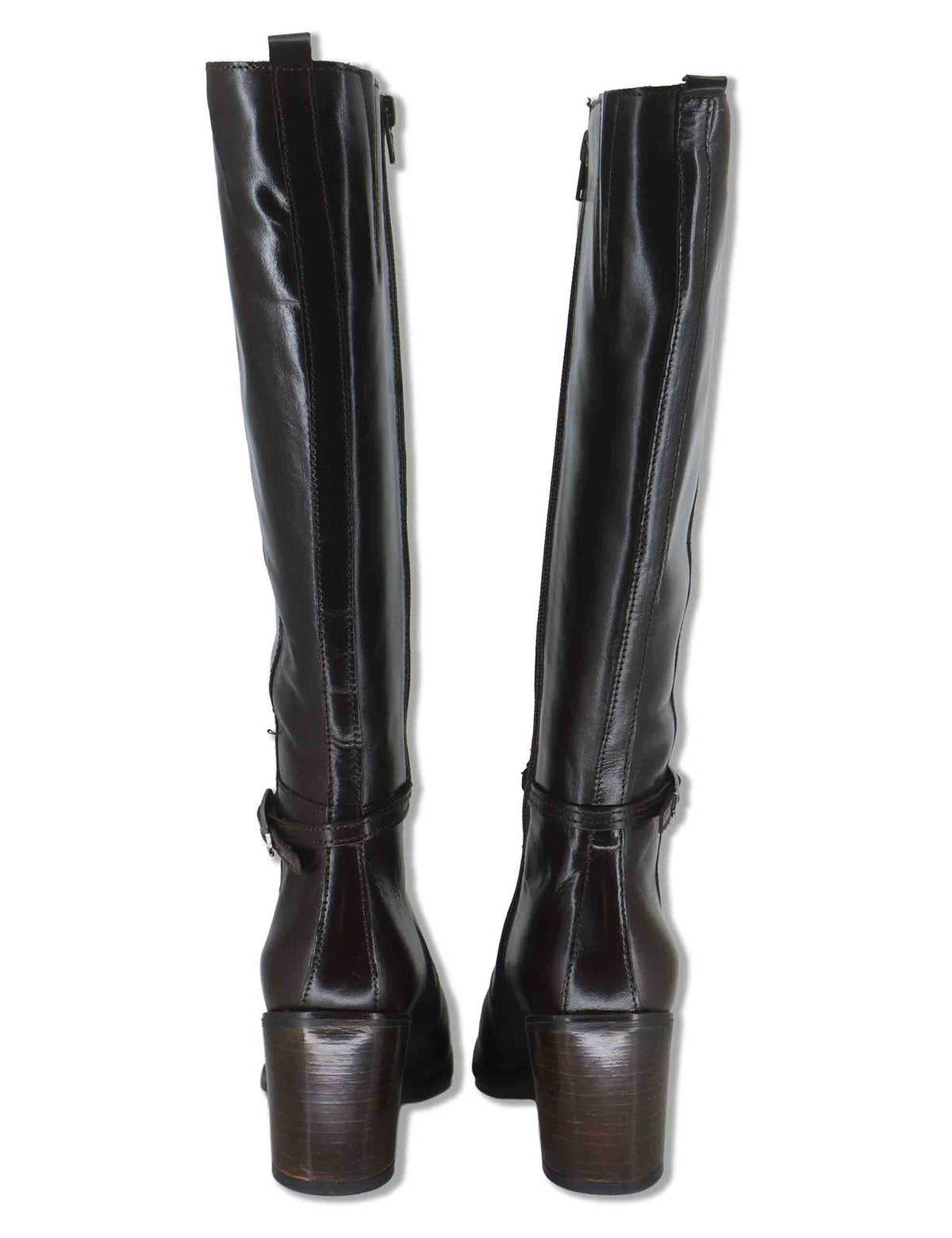 Stivali donna in pelle marrone con tacco alto e cinturino alla caviglia J1242 014 Janet & Janet 