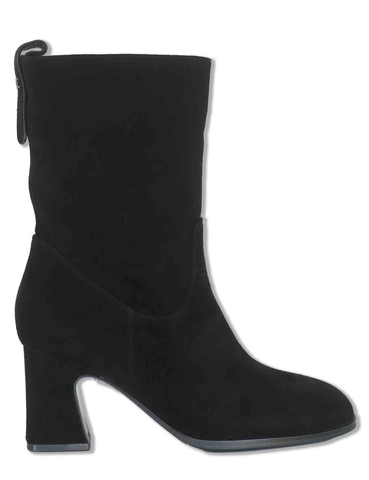 Stivaletti donna in camoscio nero con zip interna tacco alto e punta tonda J1311 001 Janet & Janet 
