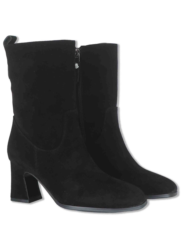 Stivaletti donna in camoscio nero con zip interna tacco alto e punta tonda J1311 001 Janet & Janet 