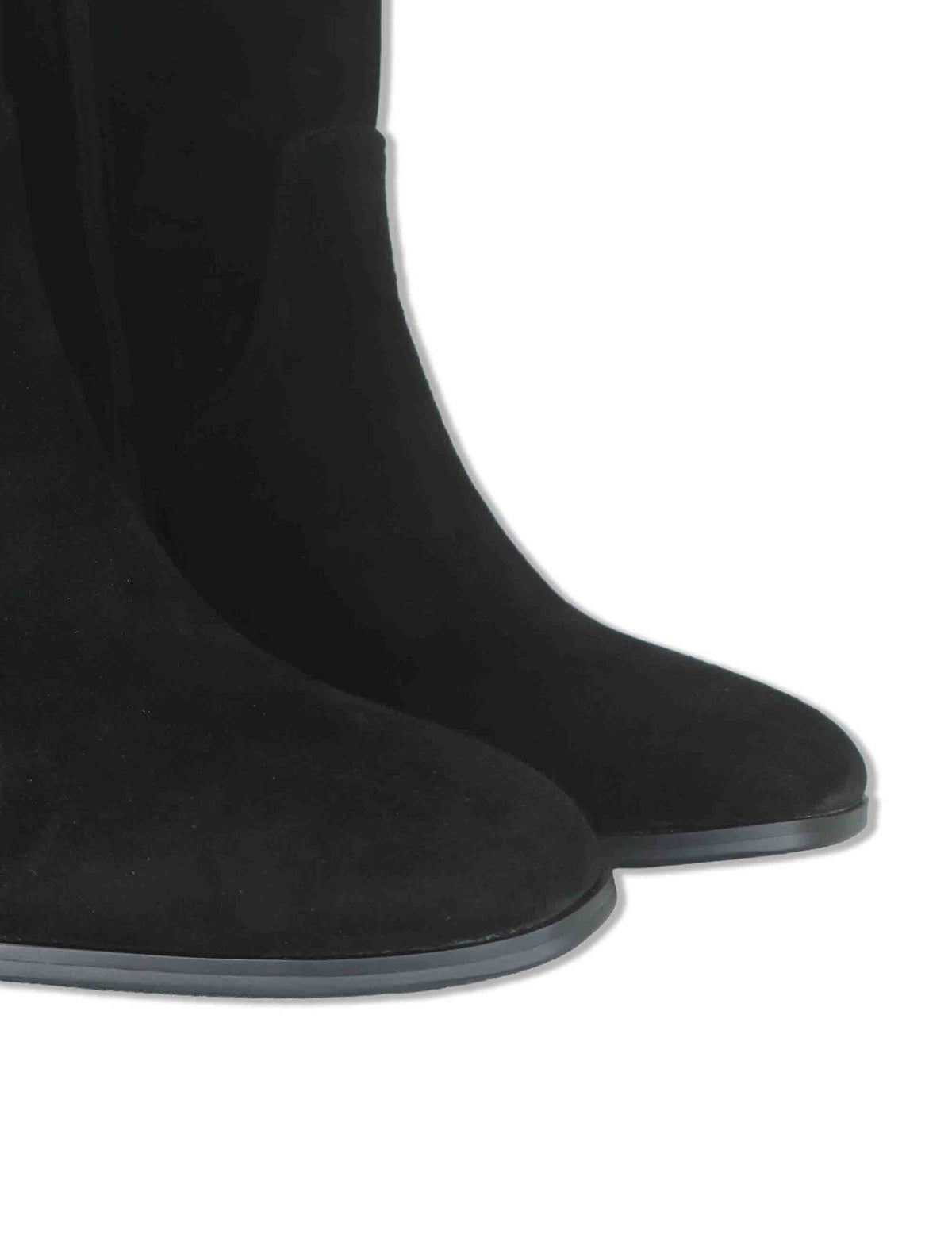 Stivaletti donna in camoscio nero con zip interna tacco alto e punta tonda J1311 001 Janet & Janet 