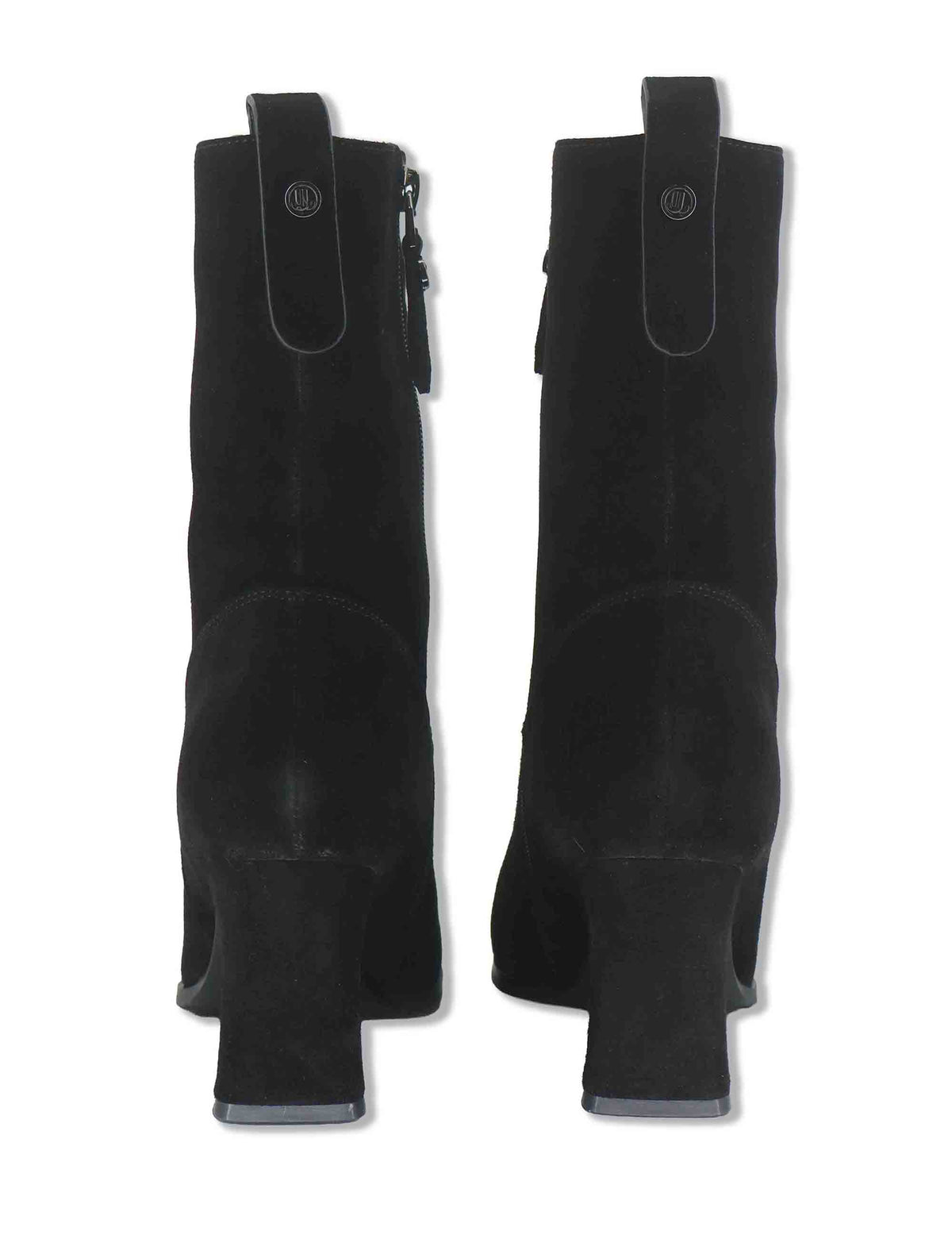 Stivaletti donna in camoscio nero con zip interna tacco alto e punta tonda J1311 001 Janet & Janet 