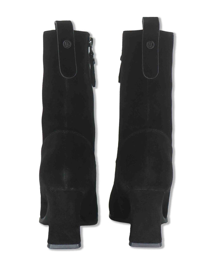 Stivaletti donna in camoscio nero con zip interna tacco alto e punta tonda J1311 001 Janet & Janet 