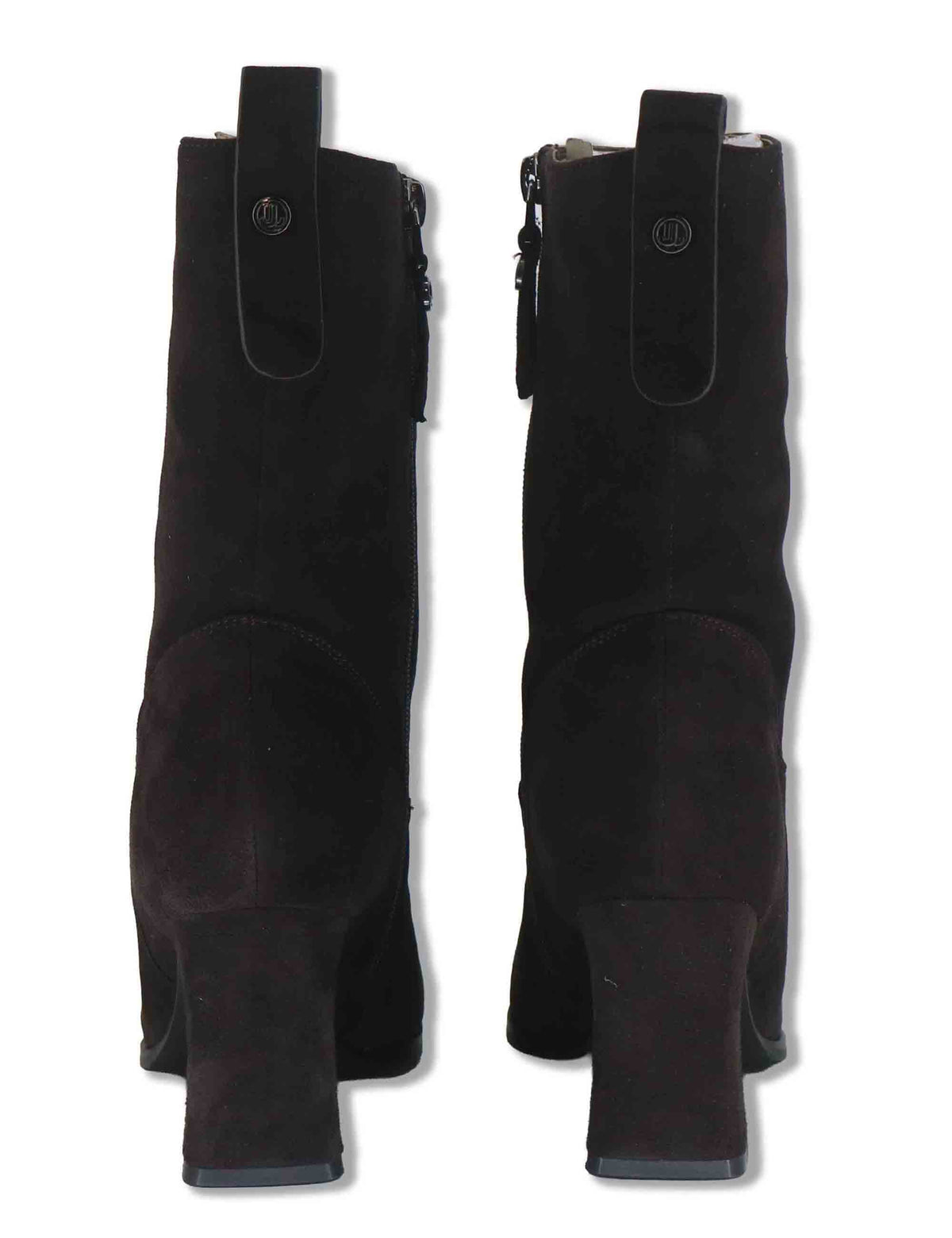 Stivaletti donna in camoscio marrone con zip interna tacco alto e punta tonda J1311 014 Janet & Janet 