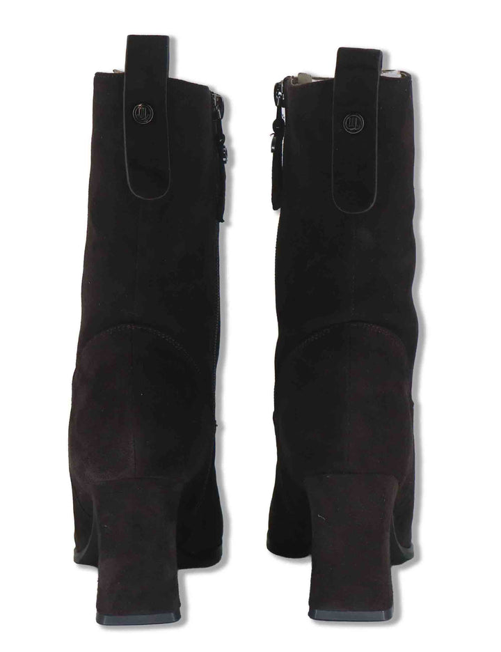 Stivaletti donna in camoscio marrone con zip interna tacco alto e punta tonda J1311 014 Janet & Janet 