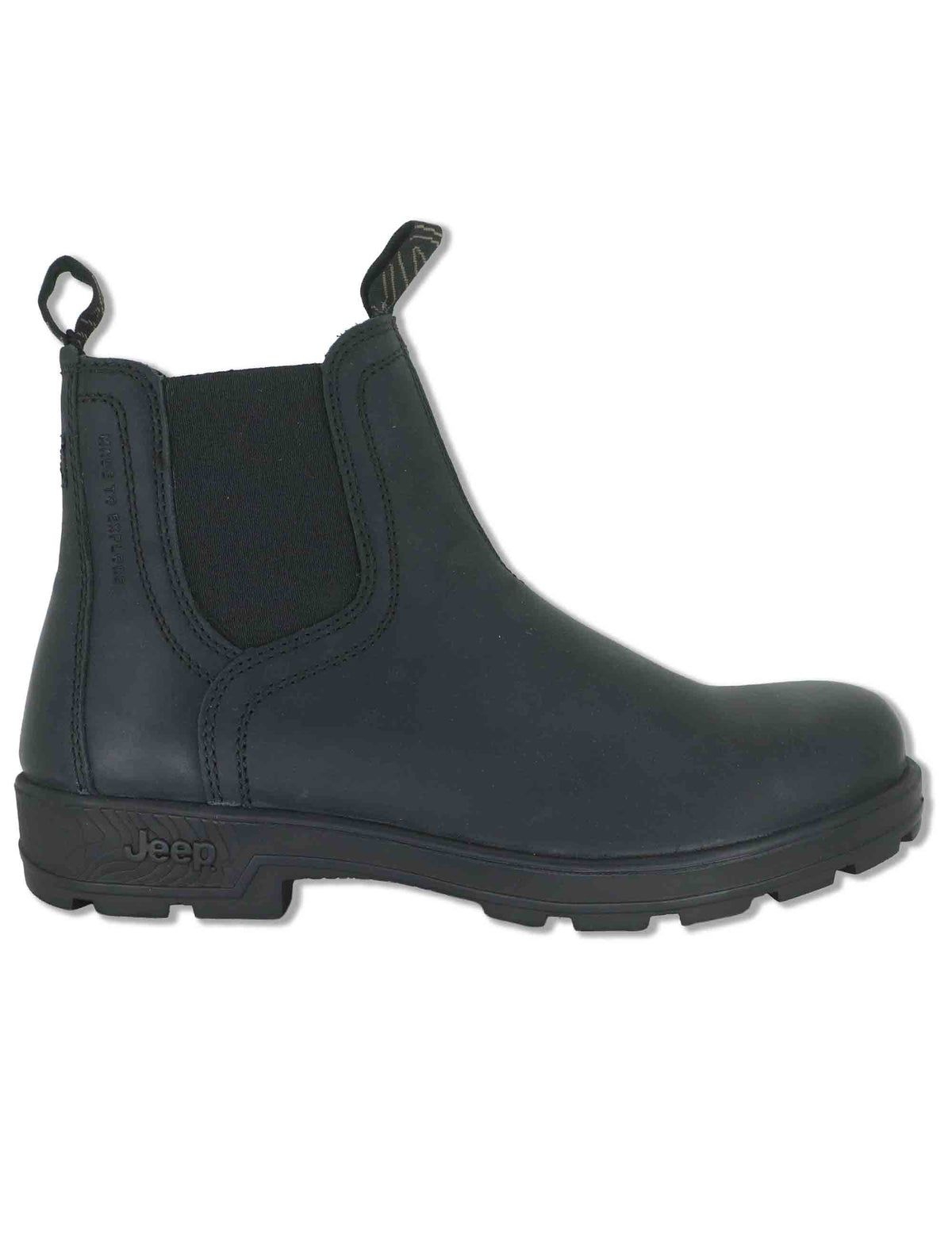 Stivaletti beatles uomo Quad in pelle nera modello trekking con suola in gomma JM62010A 296 Jeep 