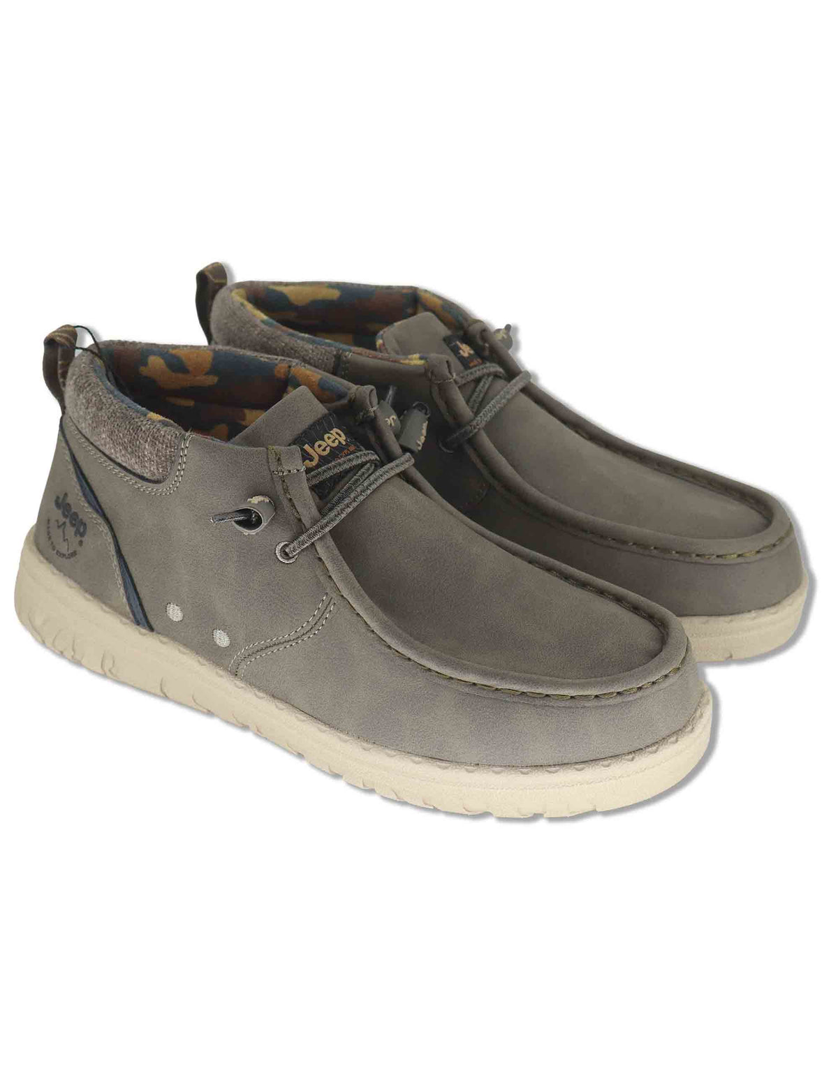 Stivaletti stringati uomo Samoa Wallabee Mid in eco pelle taupe con lacci elasticizzati JM62052A 029 Jeep 