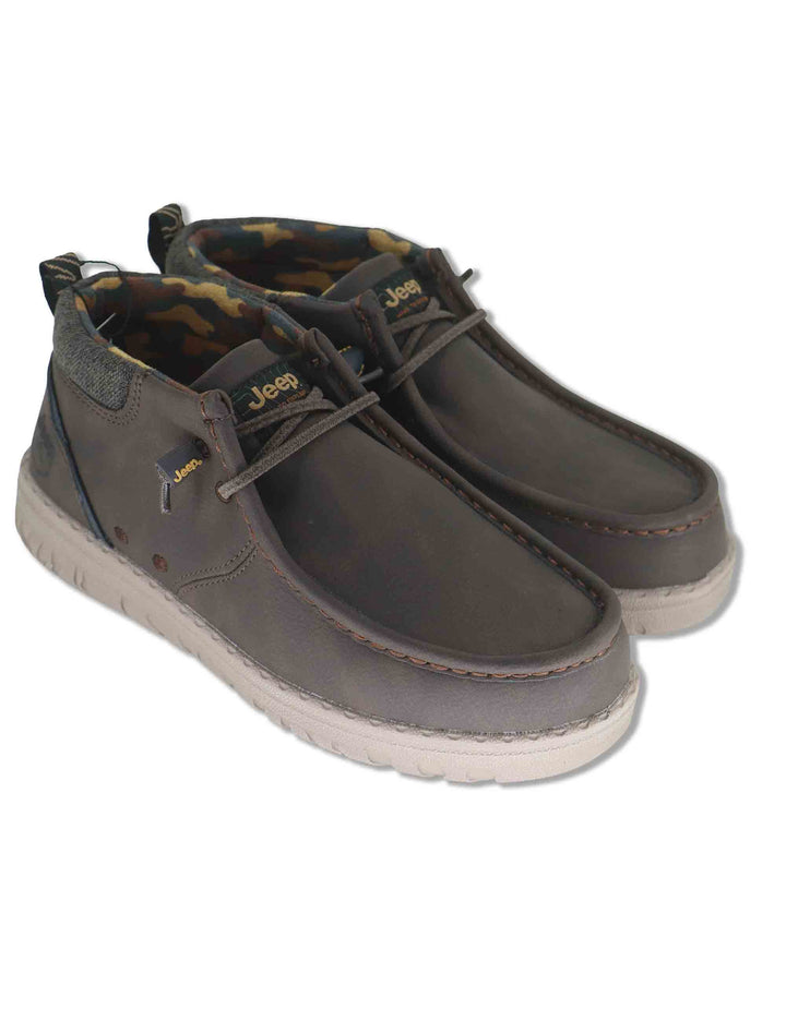Stivaletti stringati uomo Samoa Wallabee Mid in eco pelle marrone con lacci elasticizzati JM62052A 030 Jeep 