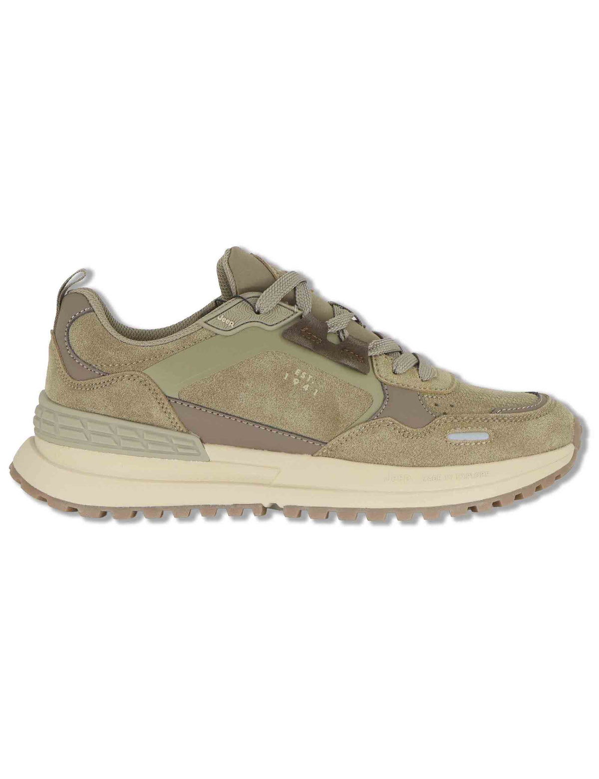 Sneakers uomo Ground Mono in camoscio beige con suola alta extra soft JM62101A 036 Jeep 