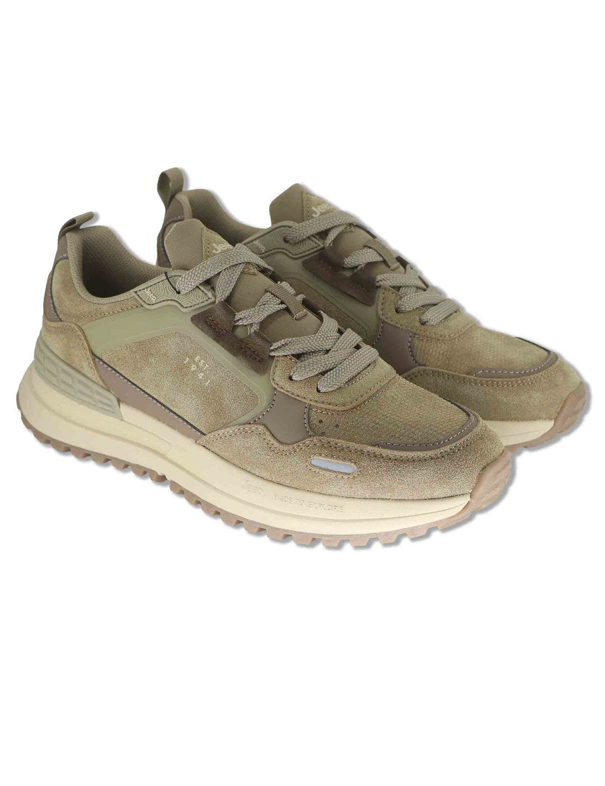 Sneakers uomo Ground Mono in camoscio beige con suola alta extra soft JM62101A 036 Jeep 