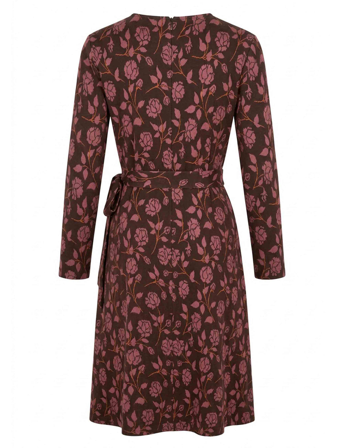 Abito donna lungo in tessuto Ramage bordeaux con cintura e scollo al seno JABAB0002-F1579 1301 3102 Justmine 
