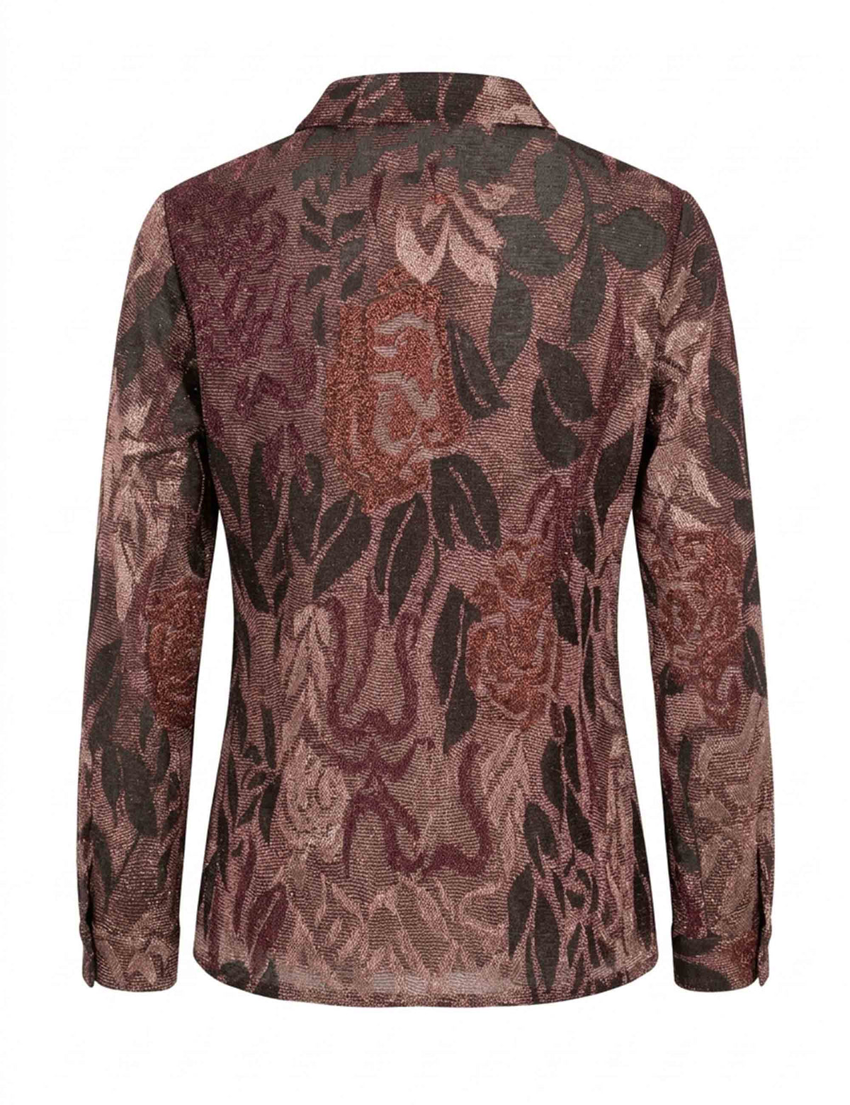 Camicia donna in jersey marrone taglio maschile con maniche lunghe JABCM0002-F1050 1298 5228 Justmine 