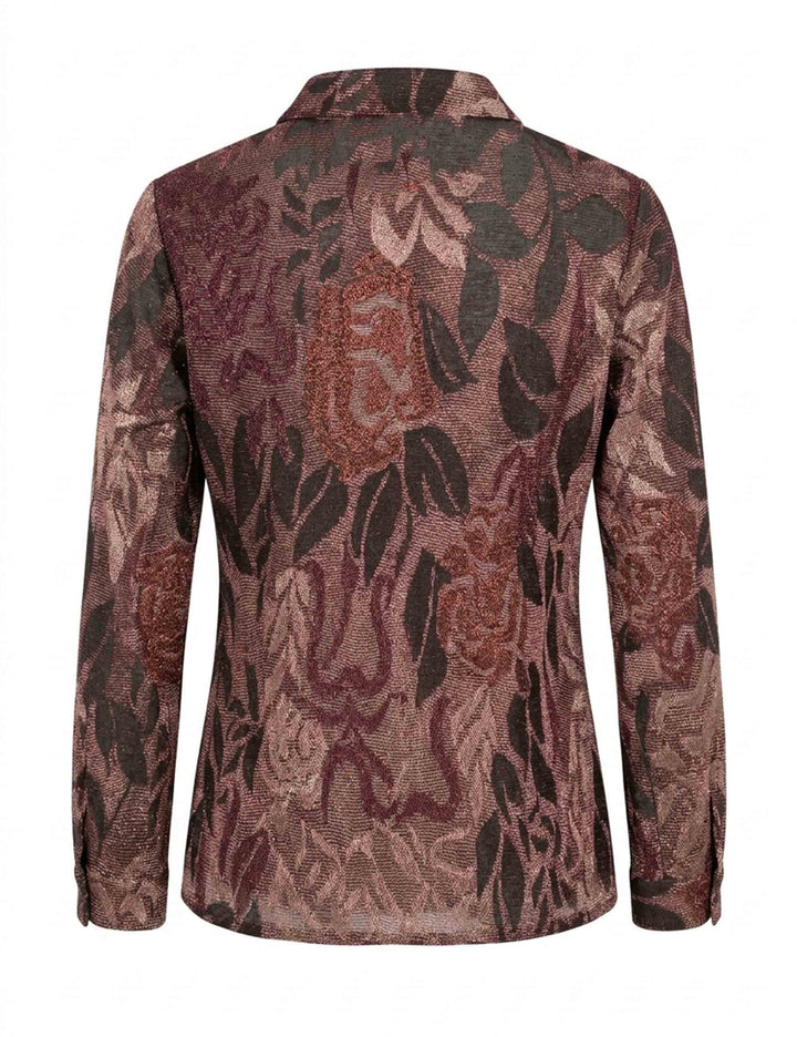 Camicia donna in jersey marrone taglio maschile con maniche lunghe JABCM0002-F1050 1298 5228 Justmine 