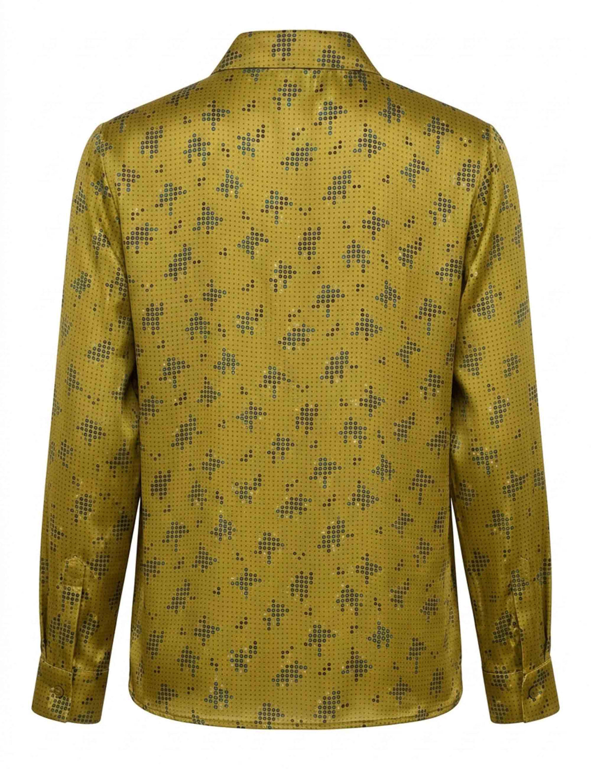 Camicia donna in viscosa verde fantasia con fiocco al collo JABCM0002-F1438 1283 7047 Justmine 