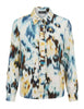 Camicia in viscosa blu fantasia con fiocco al collo Donna JABCM0002-F1438 1284 6009