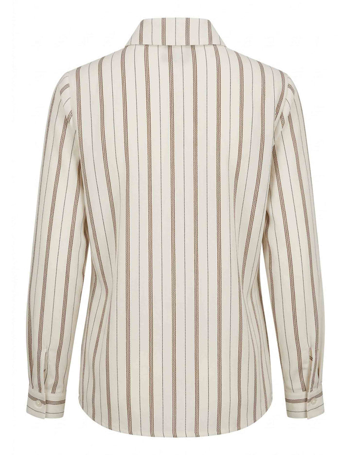 Camicia in viscosa beige fantasia taglio maschile con fiocco JABCM0002-F1565 1285 222 Justmine 